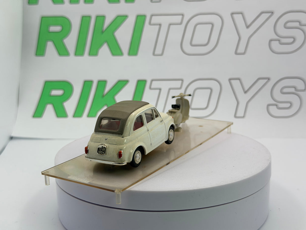 Fiat 500 N + Vespa Vitesse 1/43 Bianco 1957
