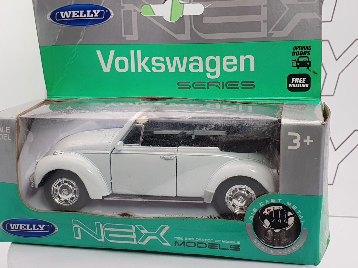 Volkswagen Maggiolone Cabrio Welly 1/38 Bianco 1974 - RikiToys - Welly