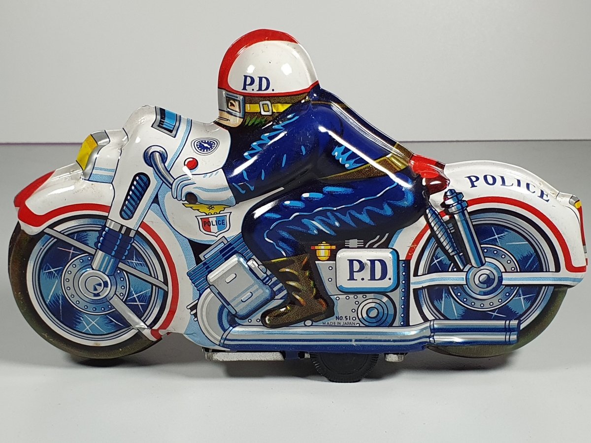 Police Motorcycle Made In Japan in Latta Con Scatola - RikiToys - Made In Japan#