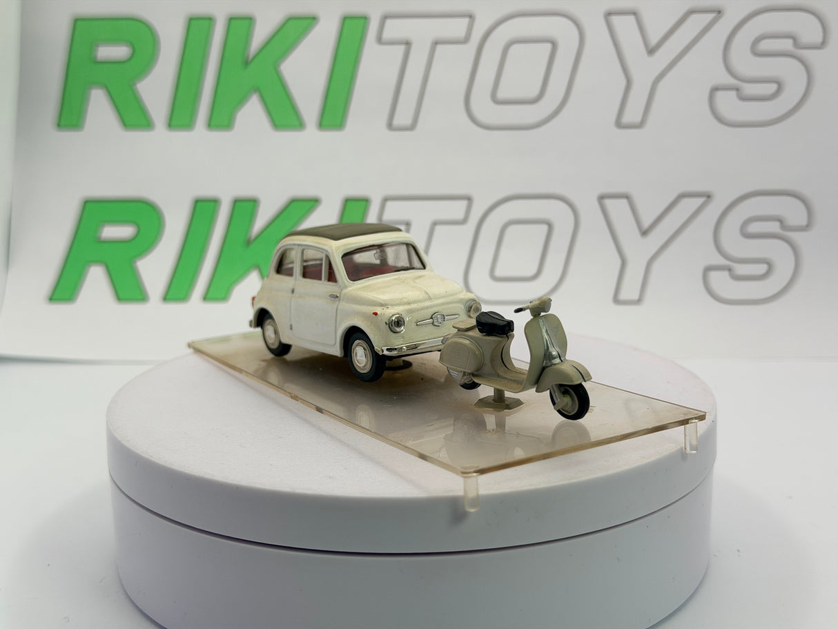 Fiat 500 N + Vespa Vitesse 1/43 Bianco 1957