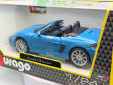 Porsche 718 Boxster Burago 1/24 Turchese 2016