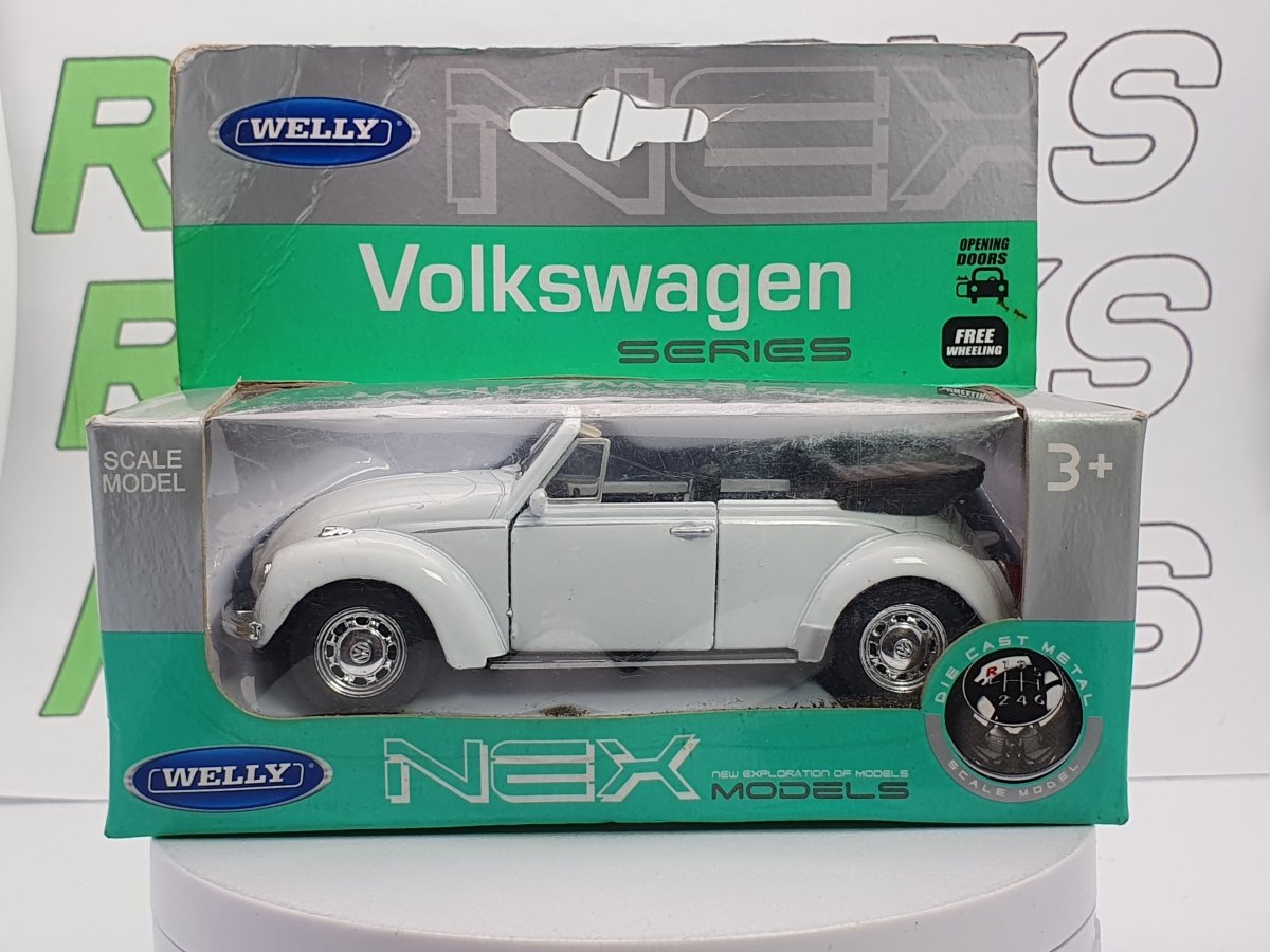 Volkswagen Maggiolone Cabrio Welly 1/38 Bianco 1974 - RikiToys - Welly