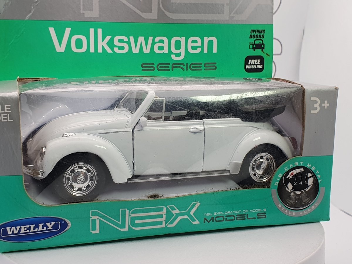 Volkswagen Maggiolone Cabrio Welly 1/38 Bianco 1974 - RikiToys - Welly
